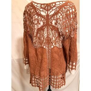 BROWN crochet boho tunic PLUS SIZE 3X (112)